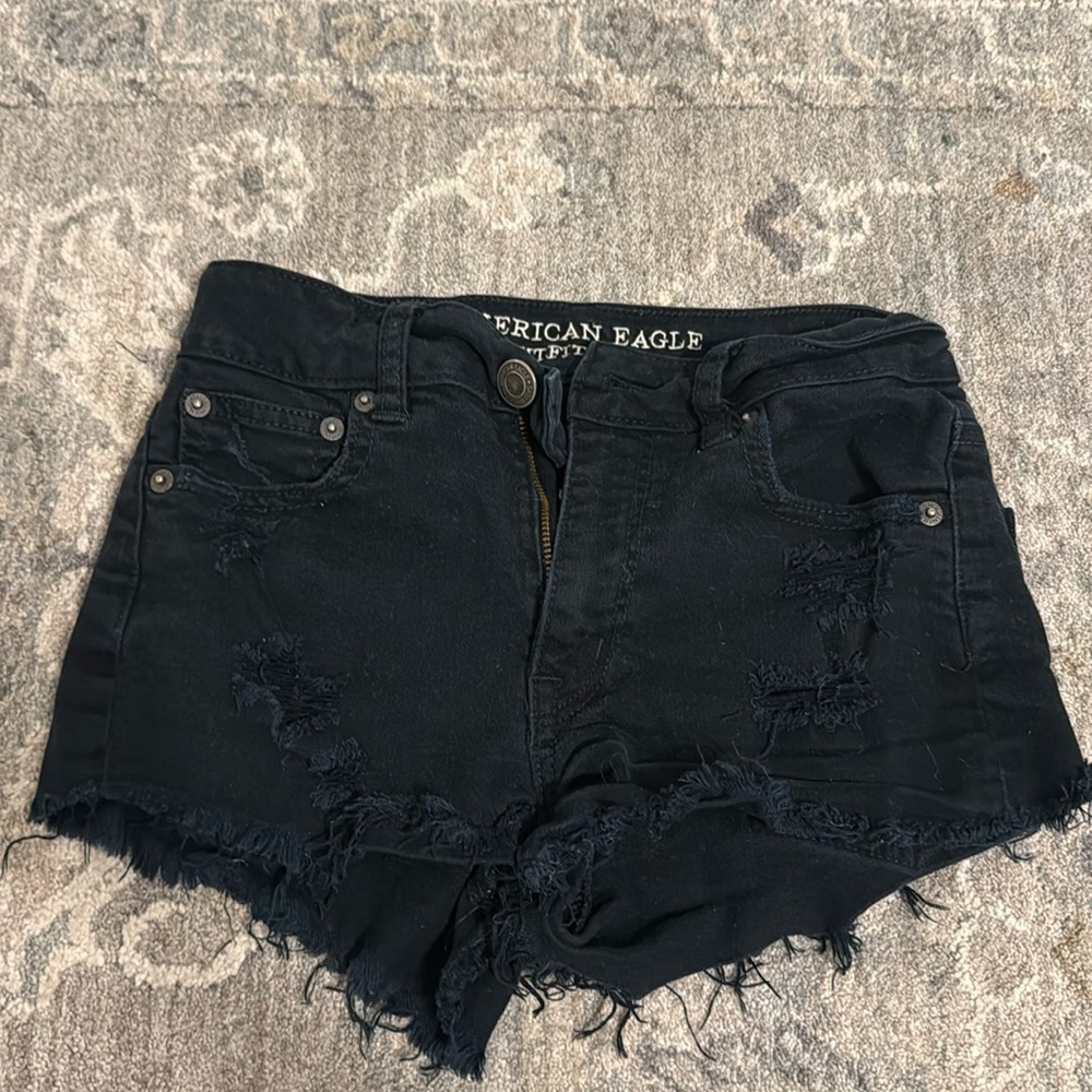 Retro black Jean shorts ripped